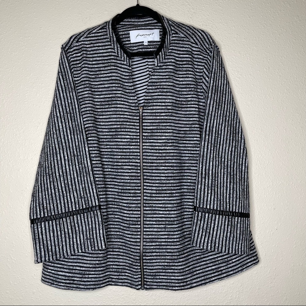 Foxcroft Striped Bell Sleeves Zip Jacket